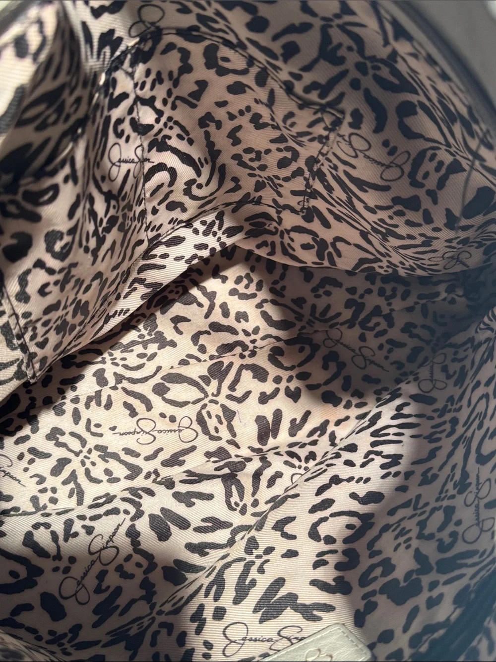 Jessica Simpson Cream Hobo Shoulder Bag with Gold Feather Charm